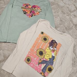 Floral Graphic Kids Long Sleeve Tops - Set of 2